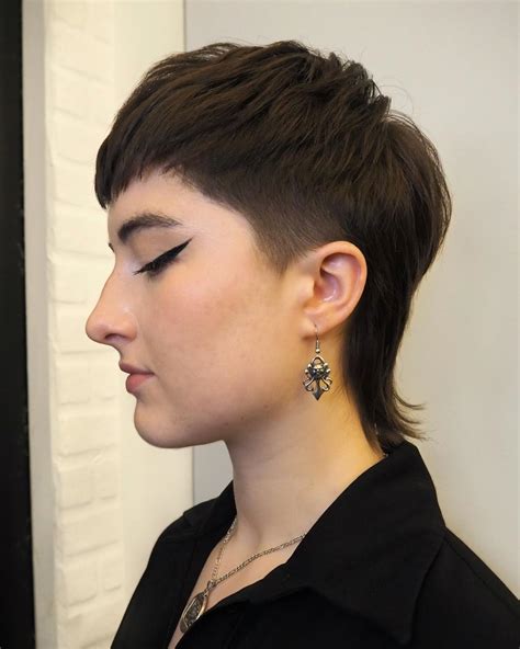 mullet short hair|short hair mullet woman.